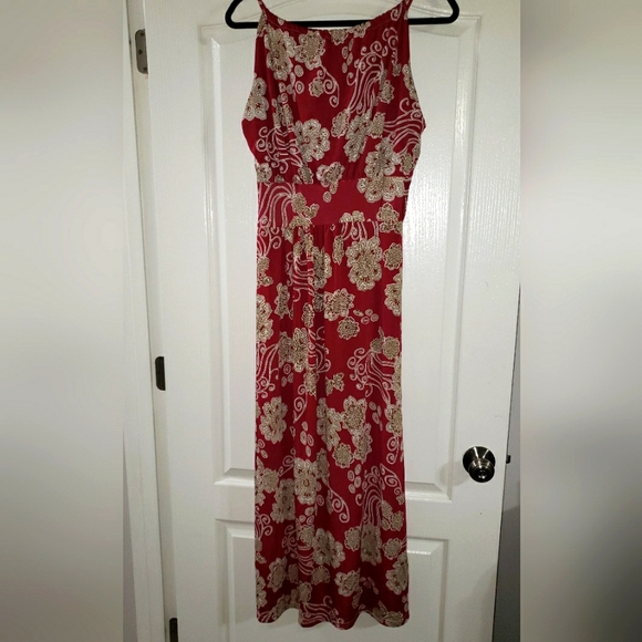 Jon & Anna Red/Brown Floral Faux Halter Keyhole Maxi Dress 1X NWT - Picture 6 of 10